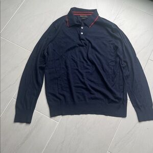 Banana Republic Luxury Blend Navy Polo with Red Accents